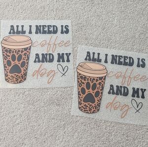 Set Of 2 Dogs & Coffee Screenprints New!